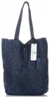GEANȚĂ DIN PIELE shopper bag Vittoria Gotti bleumarin VL299
