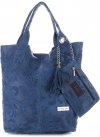 GEANȚĂ DIN PIELE shopper bag Vittoria Gotti albastru V10