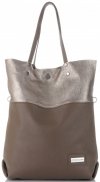 GEANȚĂ DIN PIELE shopper bag Vittoria Gotti maro pământiu V6538