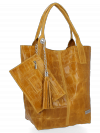 Kožené kabelka shopper bag Vittoria Gotti horčicová B15