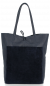 Kožené kabelka shopper bag Vittoria Gotti tmavo modrá V21E