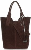 Kožené kabelka shopper bag Vittoria Gotti čokoládová V5190