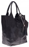 Kožené kabelka shopper bag Genuine Leather čierna 555