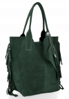 Kožené kabelka shopper bag Vittoria Gotti fľašková zelená B16