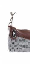 Kožené kabelka listonoška Genuine Leather šedá 14