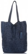 Kožené kabelka shopper bag Vittoria Gotti tmavo modrá VL299