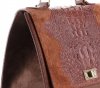 Kožené kabelka kufrík Genuine Leather hnedá 295