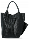 Kožené kabelka shopper bag Vittoria Gotti čierna B15