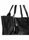Kožené kabelka shopper bag Genuine Leather čierna 555