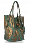 Kožené kabelka shopper bag Vittoria Gotti fľašková zelená V2472