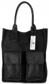 Kožené kabelka shopper bag Vittoria Gotti čierna V27A