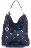 Kožené kabelka shopper bag Vittoria Gotti tmavo modrá V3077