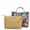 Talianska Kožená Kabelka Módny Kufrík 5702-1 Multicolor/Tmavobéžová