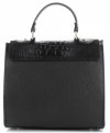 Kožené kabelka kufrík Genuine Leather čierna 295