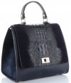 Kožené kabelka kufrík Genuine Leather tmavo modrá 295