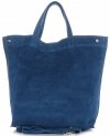 Kožené kabelka shopper bag Vera Pelle tmavo modrá A19