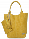 Kožené kabelka shopper bag Vittoria Gotti žltá B22