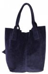 Kožené kabelka shopper bag Vera Pelle 801 tmavo modrá