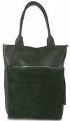 Kožené kabelka shopper bag Vittoria Gotti fľašková zelená V270