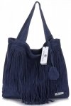 Kožené kabelka shopper bag Vittoria Gotti tmavo modrá V6048