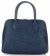 Kožené kabelka kufrík Genuine Leather tmavo modrá 80032