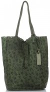 Kožené kabelka shopper bag Vittoria Gotti fľašková zelená VL299