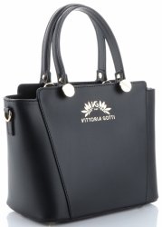 Vittoria Gotti Elegantní Dámská kabelka kožená kufřík Černá