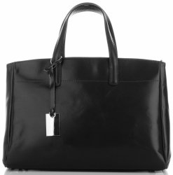 Kožené kabelka kufřík Genuine Leather černá 3239