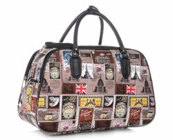 MALÁ cestovní taška kufřík Or&Mi Poštovní známky Multicolor - hnědá