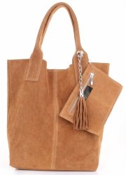 Kožené kabelka shopper bag Genuine Leather 801 ryšavá