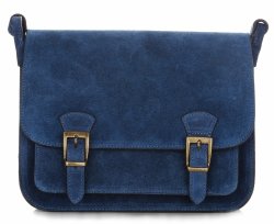 Kožené kabelka listonoška Genuine Leather 1643 modrá