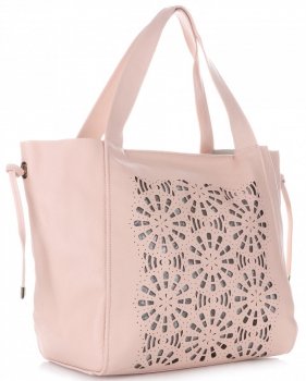 Kožené kabelka shopper bag Genuine Leather pudrová růžová 5157