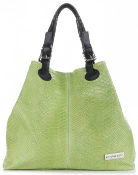 Kožené kabelka shopper bag Vittoria Gotti světle zelená V2L