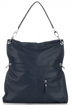 Kožené kabelka shopper bag Vera Pelle tmavě modrá 25