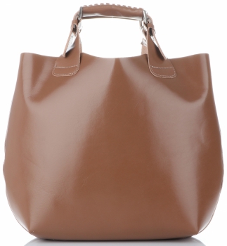 Kožená kabelka Shopperbag s kosmetickou kapsičkou Zemitá