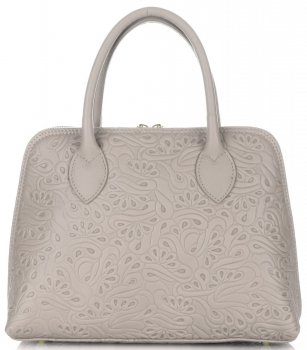 Kožené kabelka kufřík Genuine Leather béžová 80032