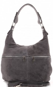 Kožené kabelka univerzální Genuine Leather šedá 8309