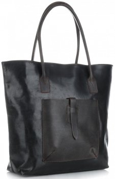 Kožené kabelka shopper bag Genuine Leather černá 358