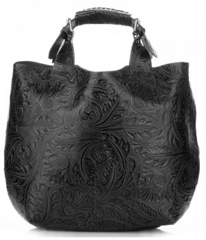 Kožené kabelka shopper bag Genuine Leather černá K216