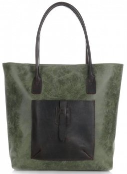 Bőr táska shopper bag Genuine Leather zöld 358