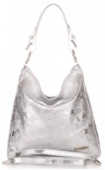 Bőr táska shopper bag Vittoria Gotti ezüst V23