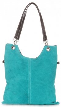 Bőr táska levéltáska Genuine Leather türkizkék 517
