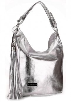 Bőr táska shopper bag Vittoria Gotti ezüst V803