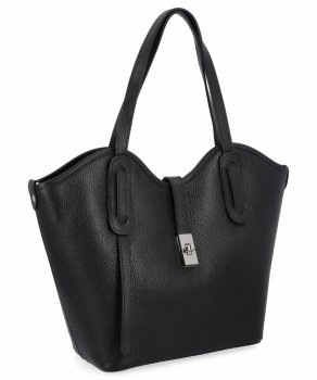 Bőr táska shopper bag Vittoria Gotti fekete 631