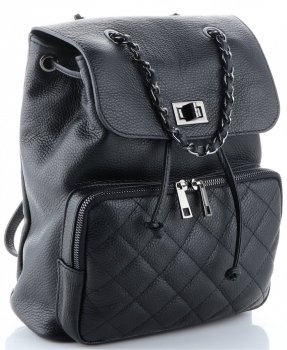 Bőr táska hátitáska Genuine Leather fekete 5627