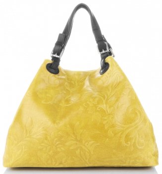 Bőr táska shopper bag Genuine Leather sárga 898G