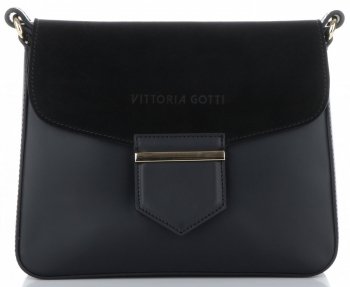 Bőr táska levéltáska Vittoria Gotti fekete V71012