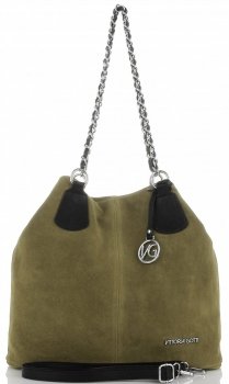 Bőr táska shopper bag Vittoria Gotti zöld V3081