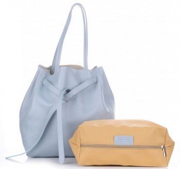 Bőr táska shopper bag Genuine Leather égszínkék 1158