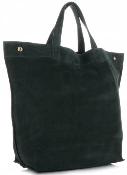 Włoski Skórzany Shopper XL firmy Vera Pelle Butelkowa Zieleń
